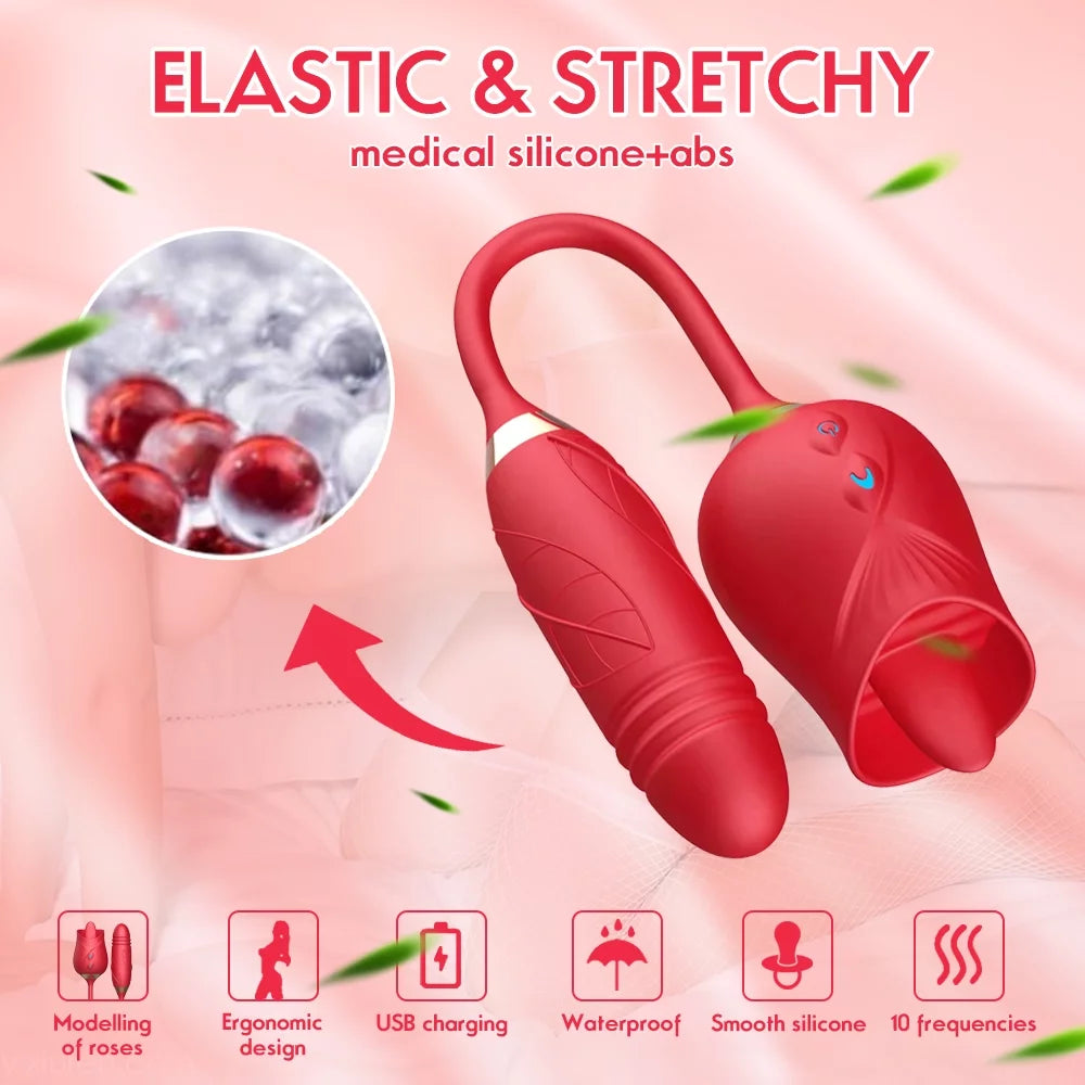 Rose Toy for Woman,Vibrator and Adult Sex Toys with 10 Vibrating Stimulator for Women Couples -