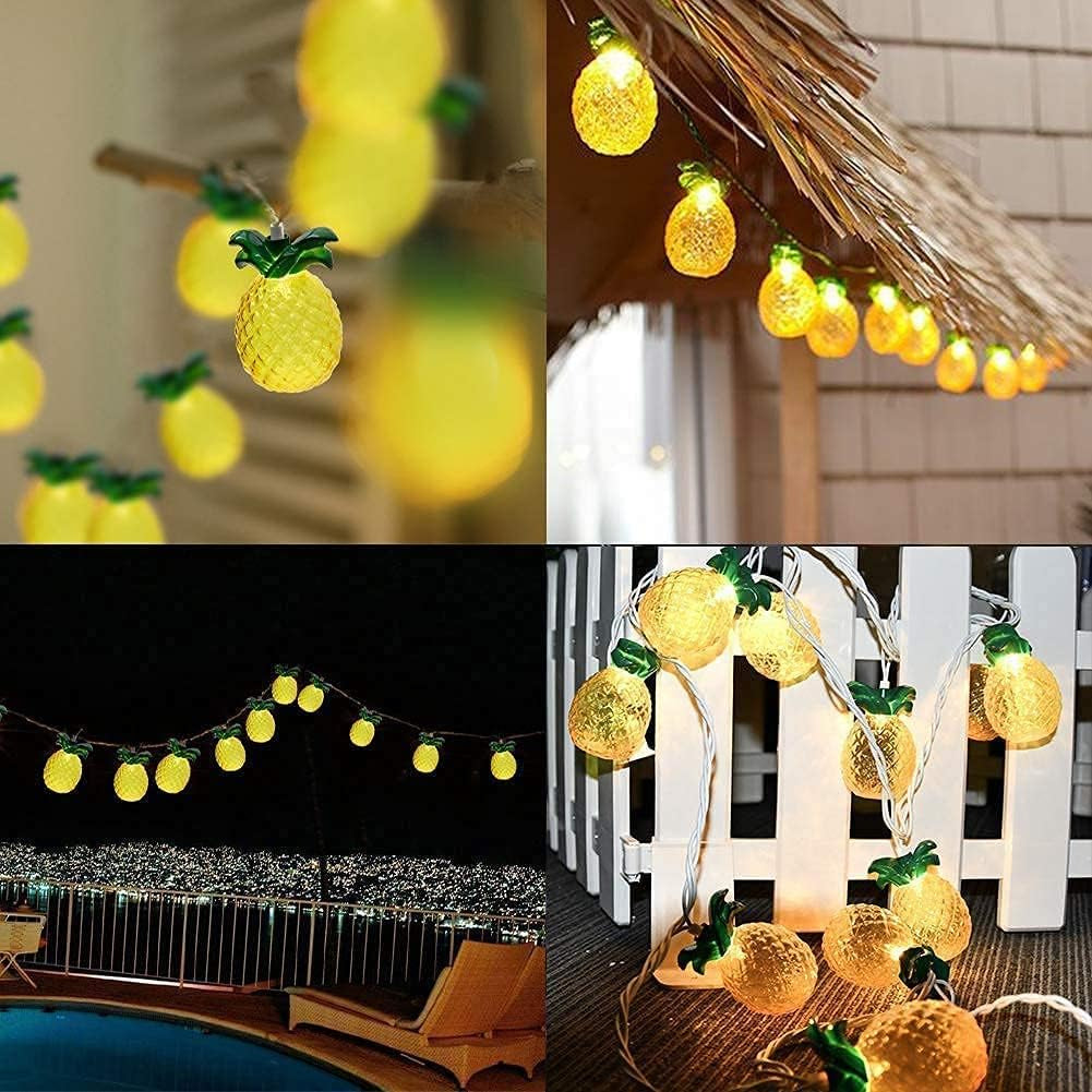 8.5Ft Pineapple String Lights, Funny Pineapple String Lights with 10 Pineapple Lights, Tropical Beach Themed Pineapple Fairy Lights for Home Birthday Party Decor, White Wire
