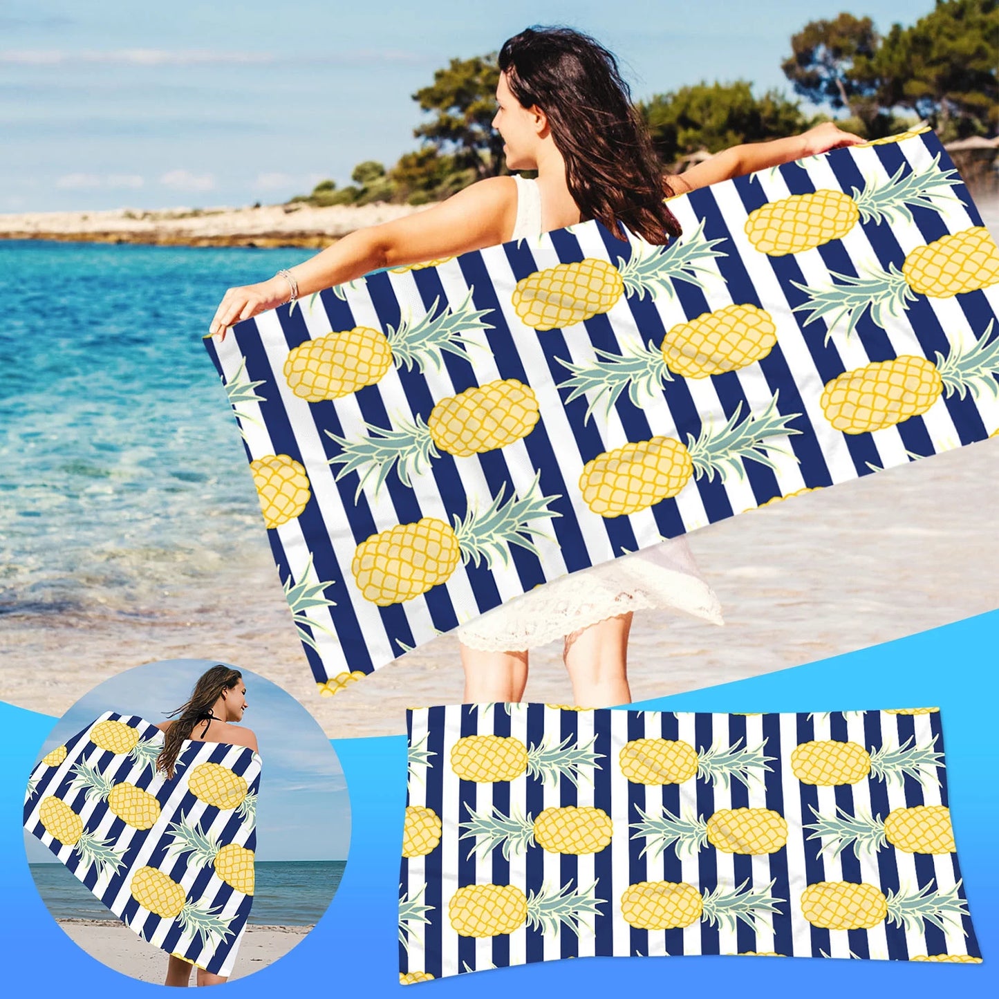 Oversized Sand Free Quick Dry Pineapple Beach Towel Extra Large