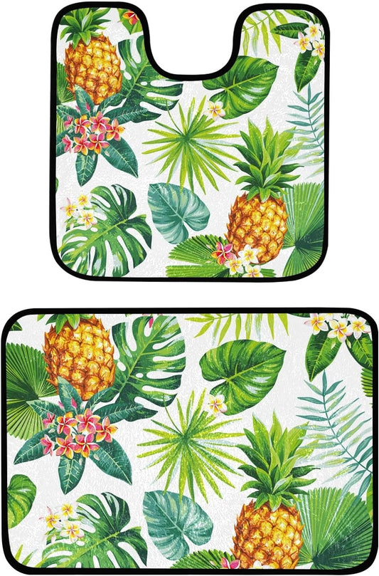 Pineapple Palm Leaf Bathroom Floor Mat 2-Piece Set