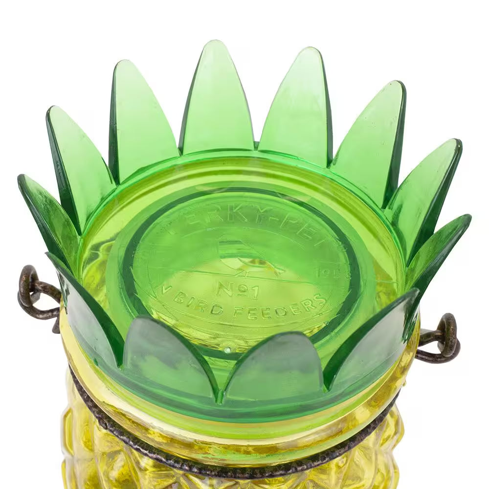 Pineapple Top-Fill Decorative Glass Hummingbird Feeder - 28 Oz. Capacity