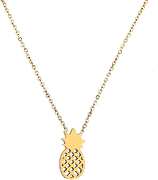16K Gold Plated Women's Pineapple Pendant Necklace