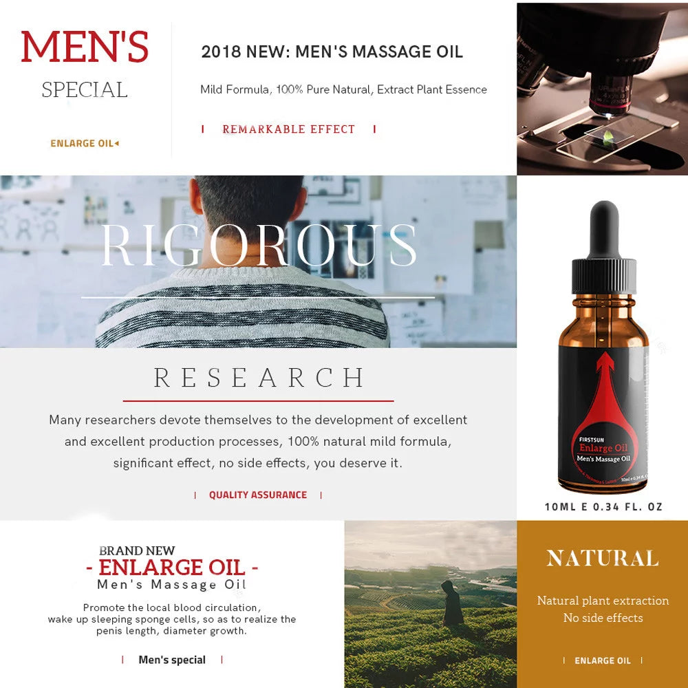 Sex Enlargement Essential Oil Bigger Longer Delay Sex Products for Men 10ML