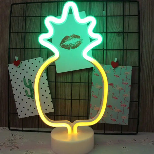 LED Night Light Neon Sign Table Cactus Coconut Tree Christmas Tree Pineapple Neon Desk Table Lamp Light for Festival Party
