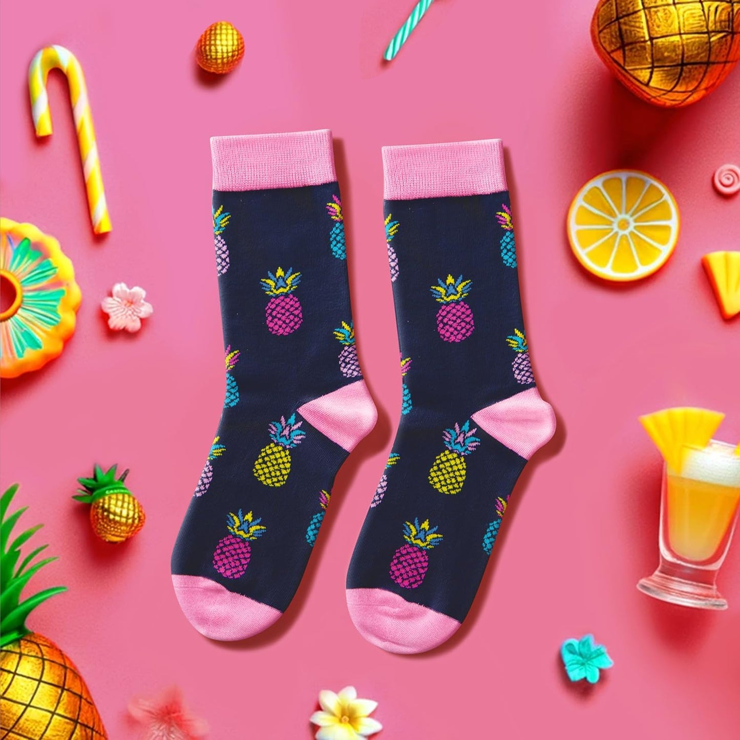 Women's Pineapple Socks (Black)