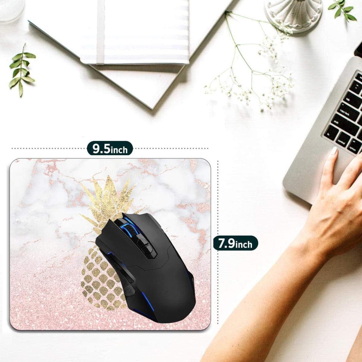 Mouse Pad,Pineapple on Marble Computer Mouse Pads Desk Accessories Non-Slip Rubber Base,Mousepad for Laptop Mouse