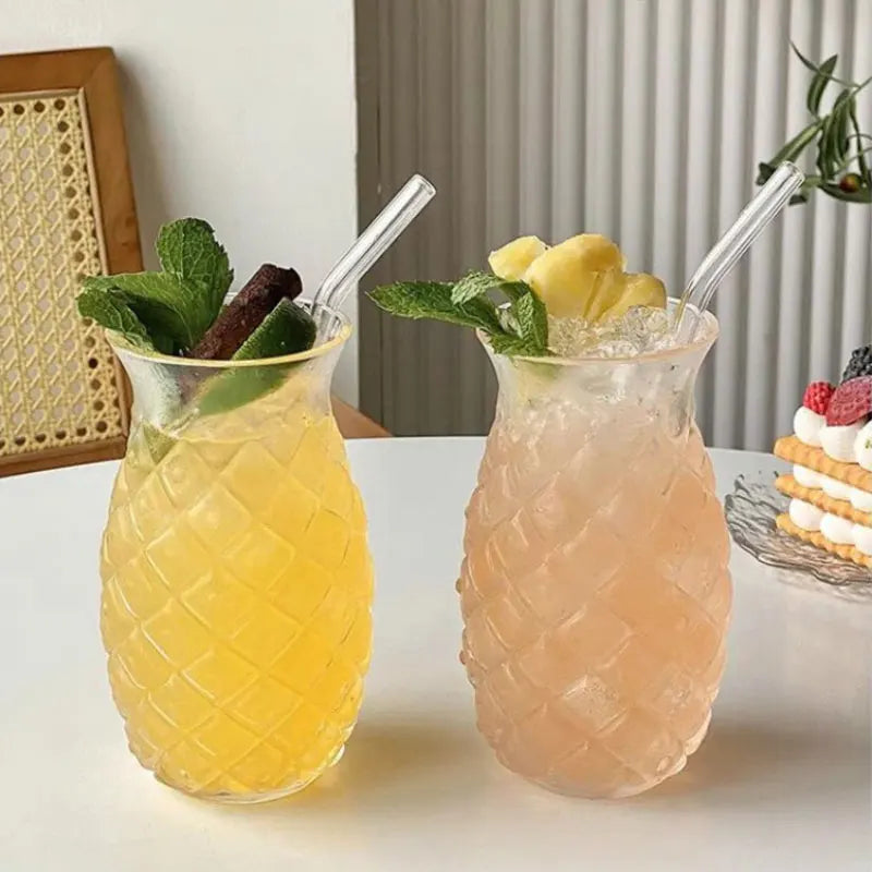 1-2Pcs/Set 480Ml Pineapple Shaped Cocktail Glasses Wine Glass Cup for Home Bar Party Transparent Juice Glass